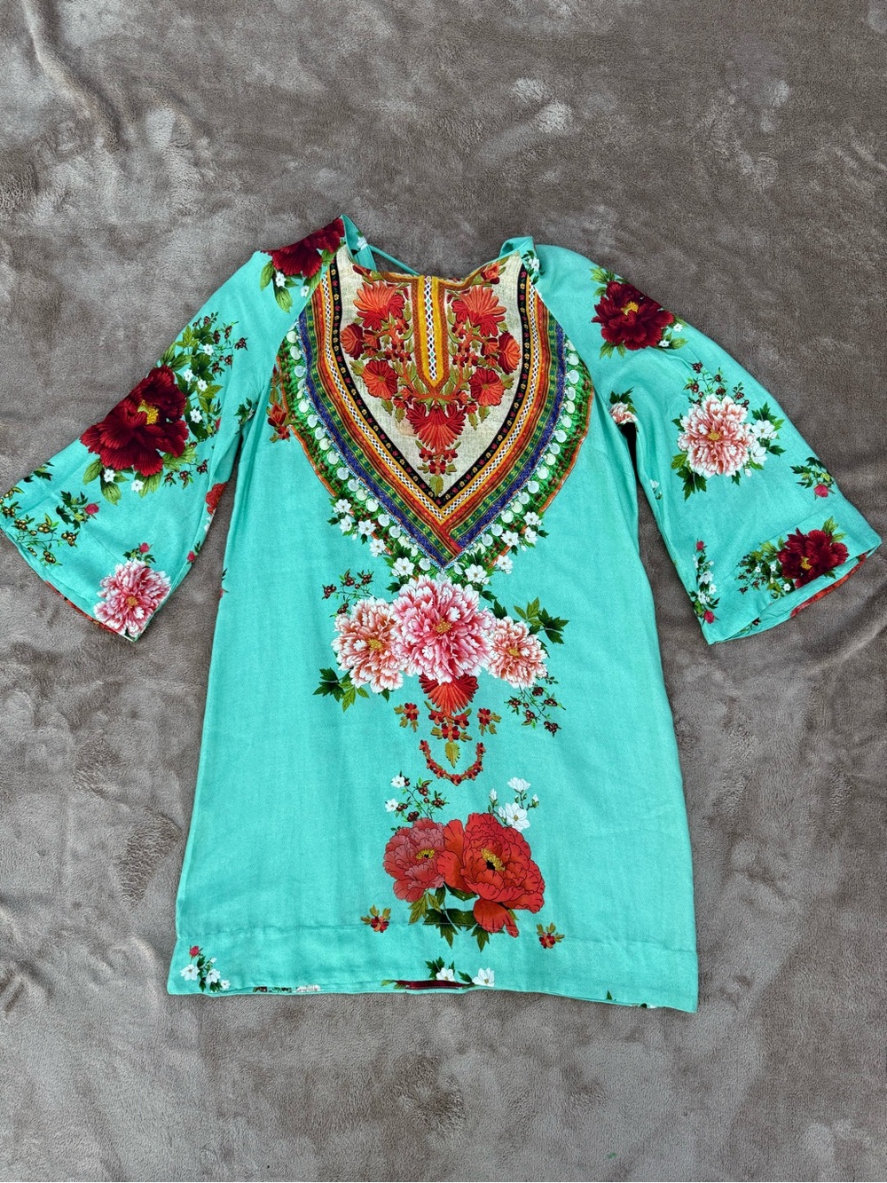Farm Rio tie back tunic dress